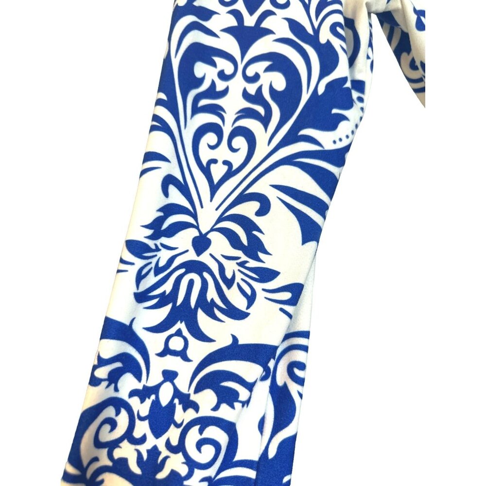 Halife Womens Long Sleeve Blue and White Abstract Patterned Tunic Top M - Picture 3 of 6